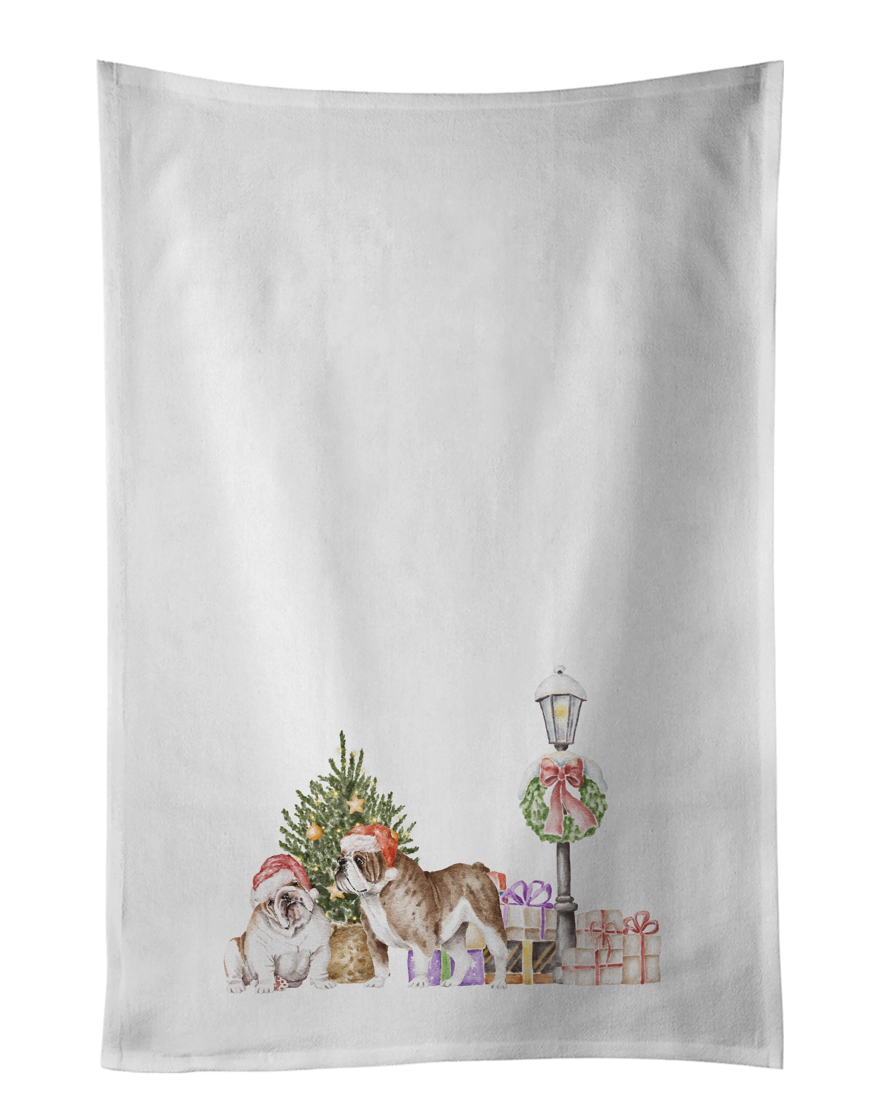 Bulldog Duo with Christmas Wonderland Kitchen Towel Set of 2