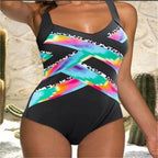 Women's Black Polyester Bikini Swimsuit