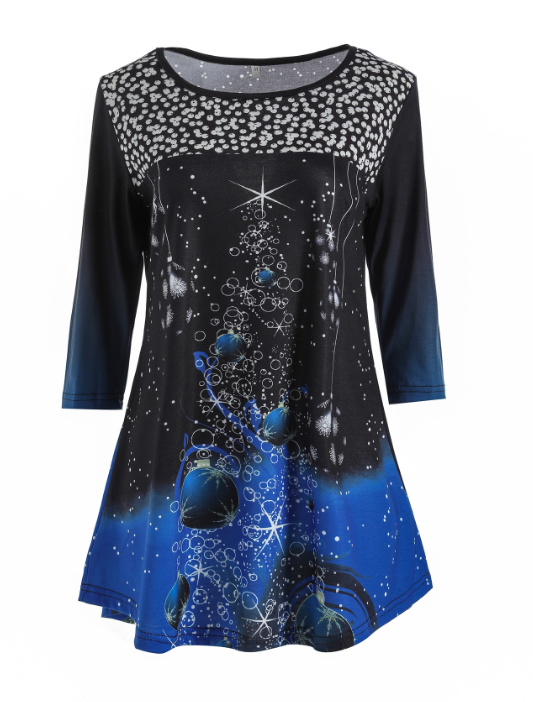 Christmas Print Crew Neck T-Shirt in Fashion Style | Streetwear