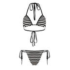 Striped Halter Bikini Set with Boyshorts