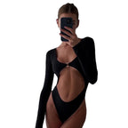 2023 Spring Women’s Metallic Bodysuit in Solid Colors
