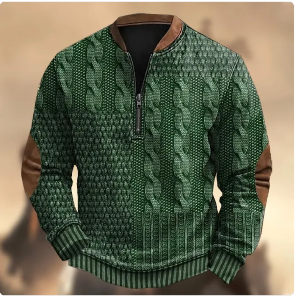 Men's 3D Printed Half-Zip Sweater