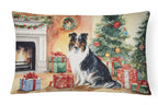 Collie Cozy Christmas Throw Pillow