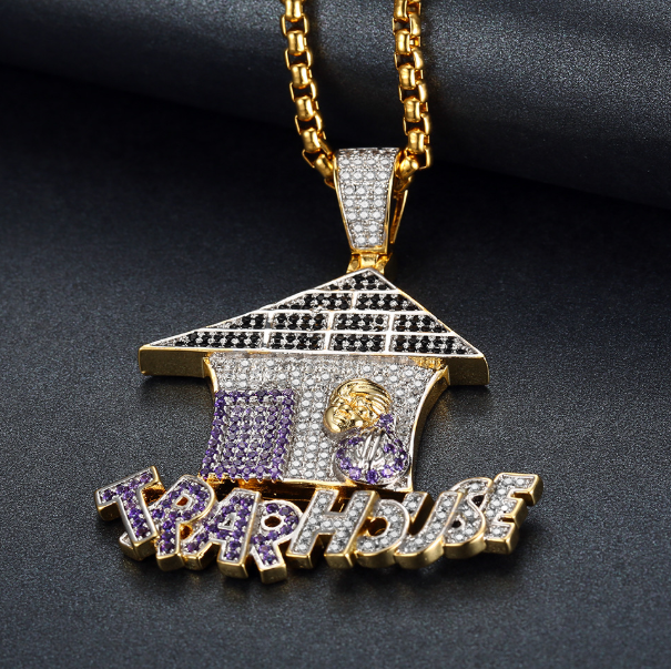 Cute Cartoon Christmas House Pendant Necklace