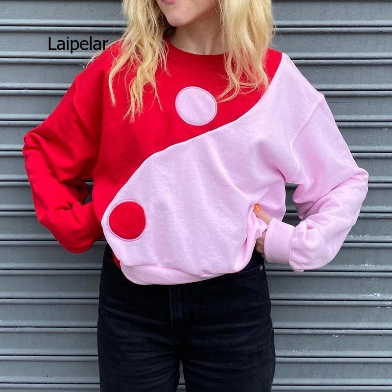 Casual Oversized Pink Hoodie for Women with Contrast Stitching | Streetwear
