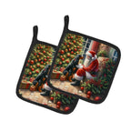 Gordon Setter and Santa Claus Pair of Pot Holders