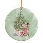 Dachshund Chocolate Piebald Dapple Christmas Presents and Tree Ceramic Ornament