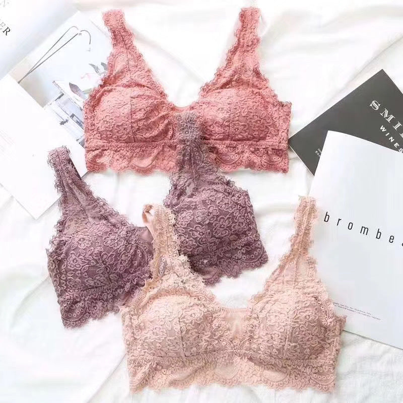 Lace Strapless Wireless Women's Fashion Bra Set