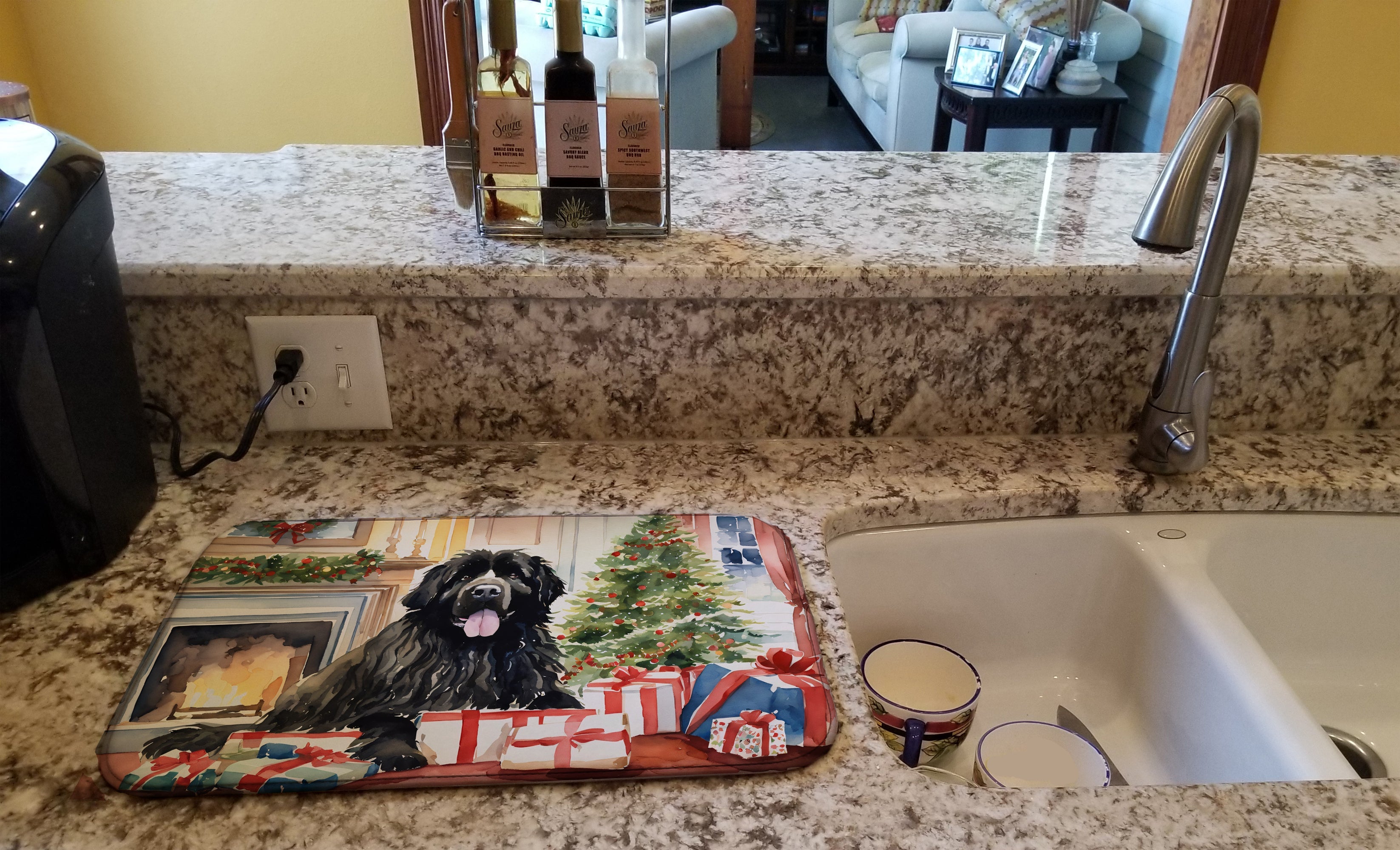 Newfoundland Cozy Christmas Dish Drying Mat