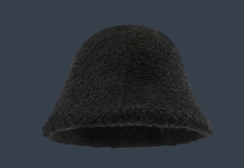 Solid Color Warm Wool Bucket Hat for Stylish Look | Embroidered Cap
