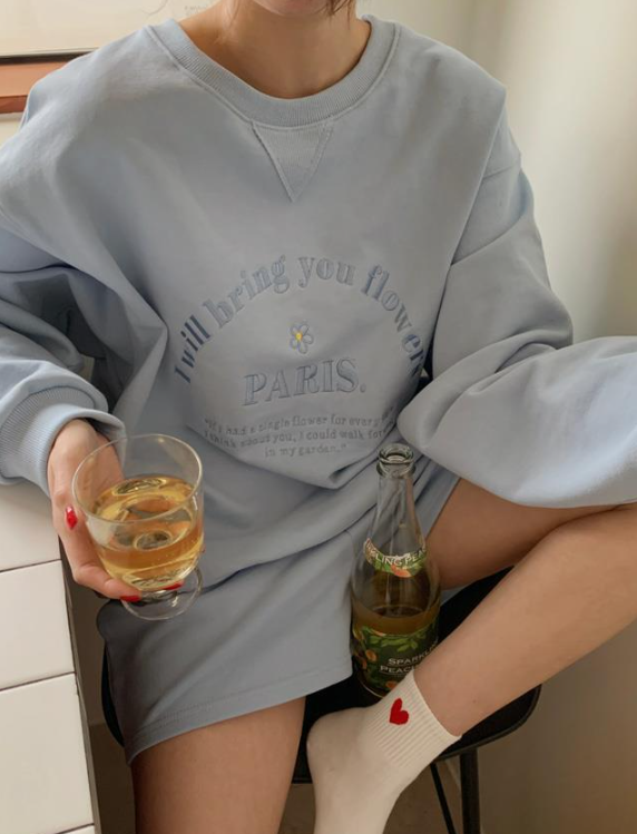 Embroidered Letter Sweater and Shorts Suit for Women