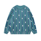 Men's Jacquard Sweater with Contrast Stripes