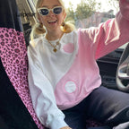 Casual Oversized Pink Hoodie for Women with Contrast Stitching | Streetwear