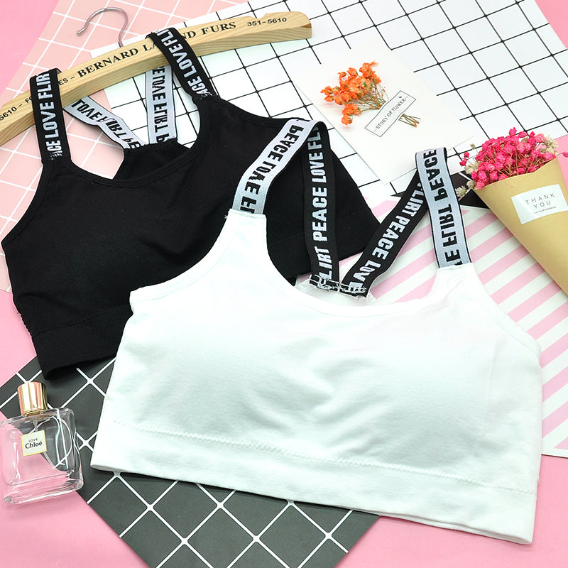 Letter Strap Padded Sports Bralette