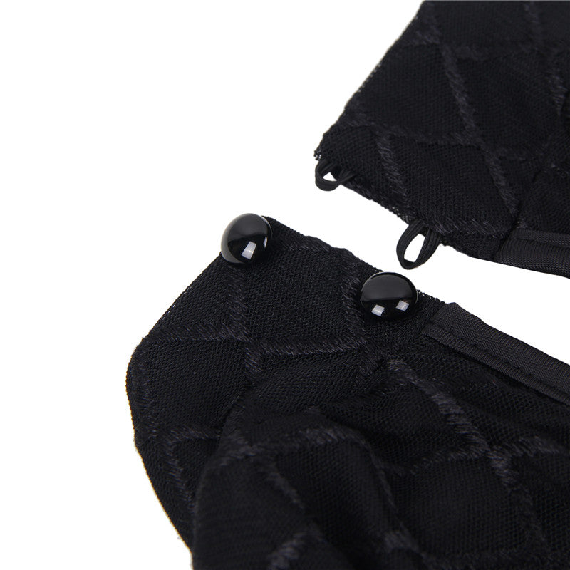 Elegant Women's Black Plaid Long-Sleeve Bodysuit