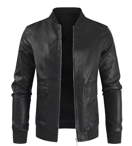 Men's PU Leather Jacket - Spring 2024 Casual Style (One Piece)