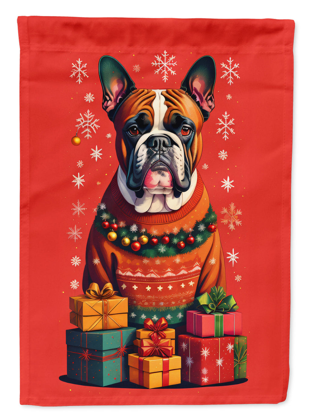 Fawn Boxer Cropped Ears Holiday Christmas Garden Flag