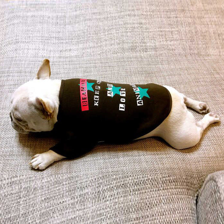 Small Dog Sweater with Velvet Print for Pets