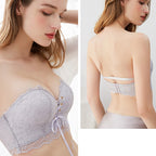 Women's Strapless Lace Bralette with Push-Up Design