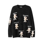 Men's Cartoon Little Bear Sweater with Fun Letters