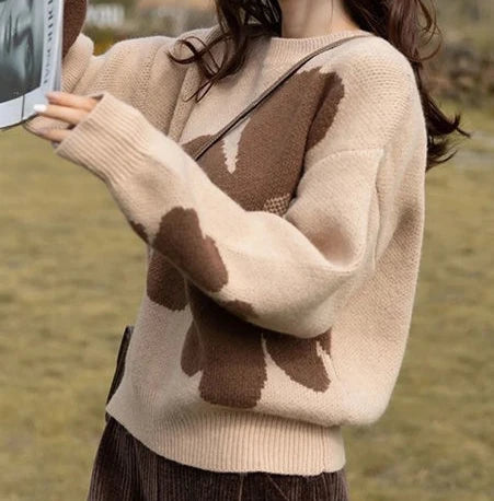 Loose Casual Round Neck Jacquard Pullover Sweater 2023 | Streetwear