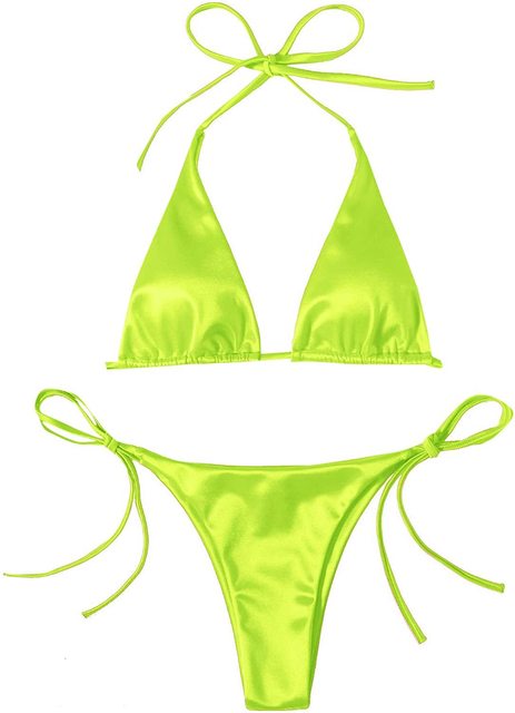 Metallic Halter Top Two-Piece Bikini Beachwear Set