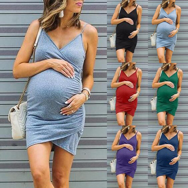 Maternity Ruched Spaghetti-Strap Bodycon Mini Dress