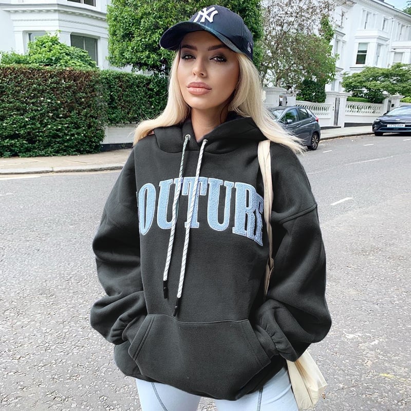 Patched Letter Print Long Sleeve Sweatshirt | Streetwear