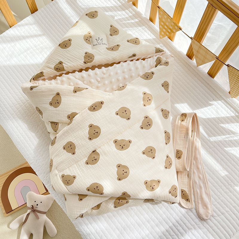 Newborn Crepe Beanie Fleece Quilted Bag | Embroidered Cap