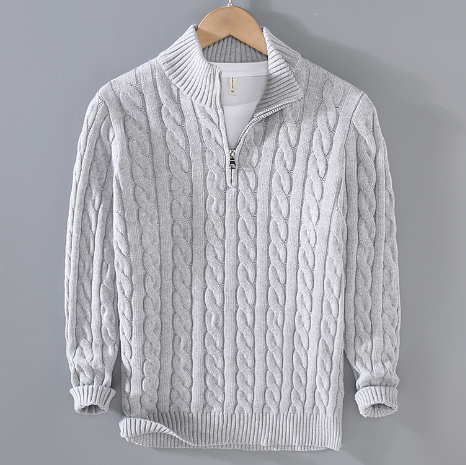 Men's Thickened Loose Half Turtleneck Zipper Sweater