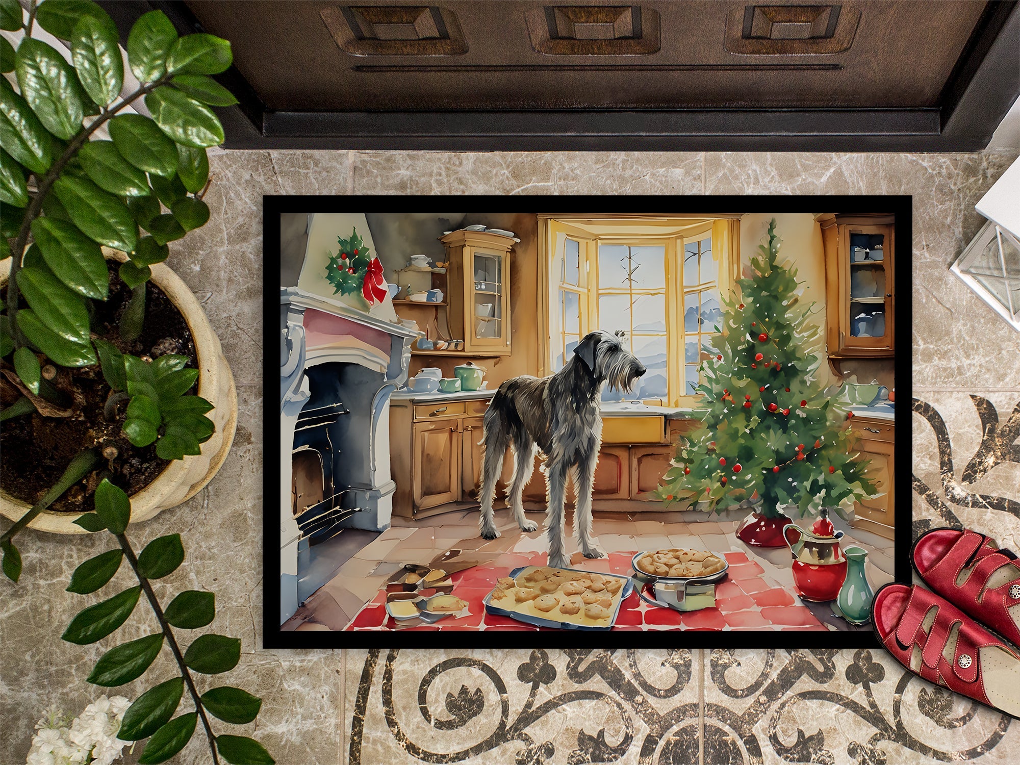 Irish Wolfhound Christmas Cookies Doormat