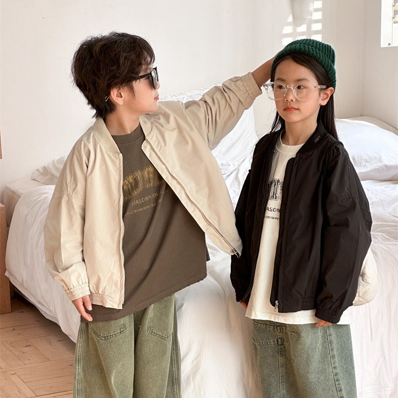 Children's Letter Embroidery Baseball Jacket and Coat