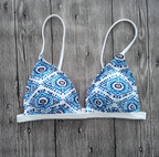 Women's Blue and White Porcelain Bikini Swimwear