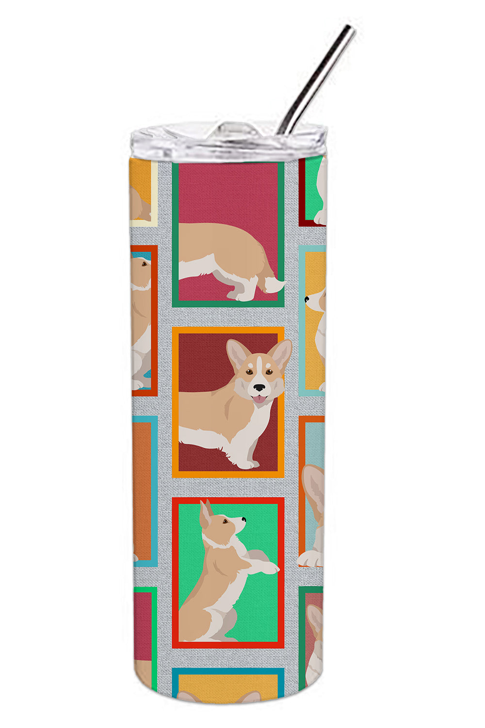 Lots of Fawn Cardigan Corgi Stainless Steel Skinny Tumbler