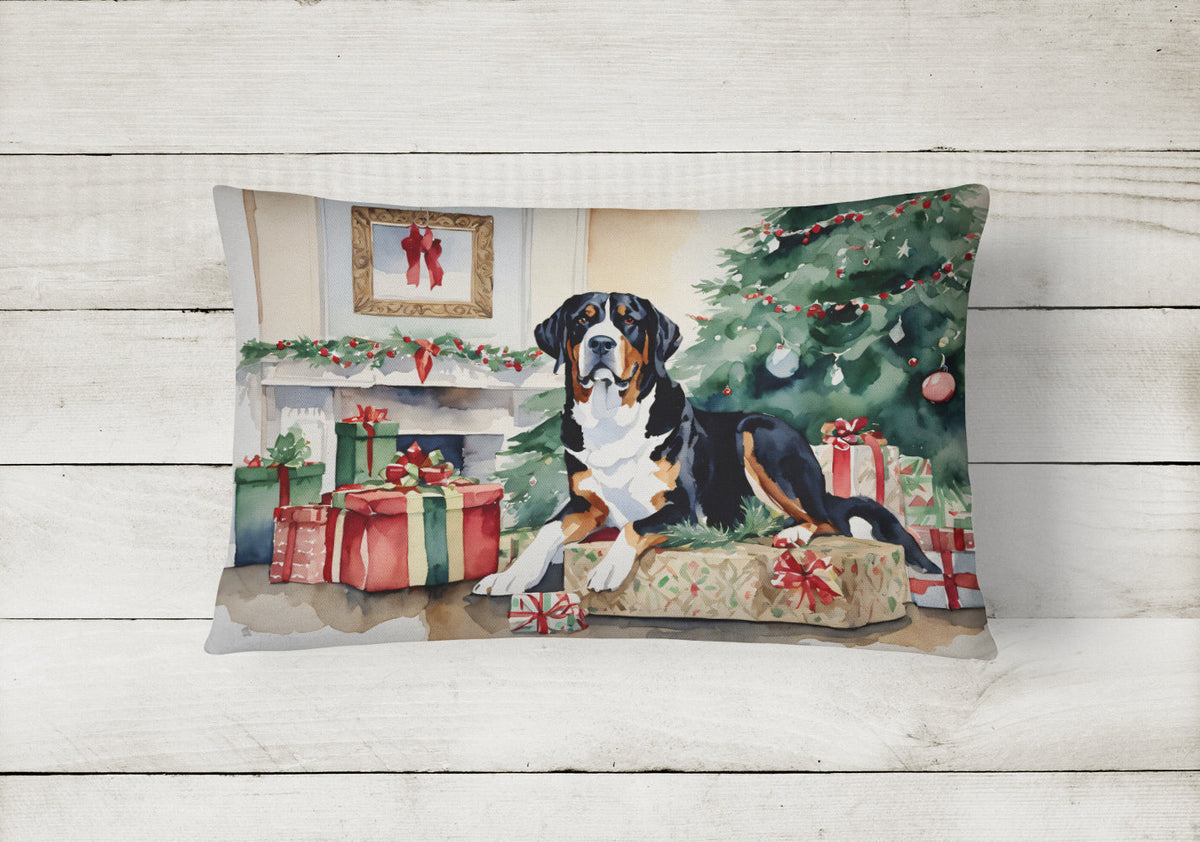 Greater Swiss Mountain Dog Cozy Christmas Throw Pillow