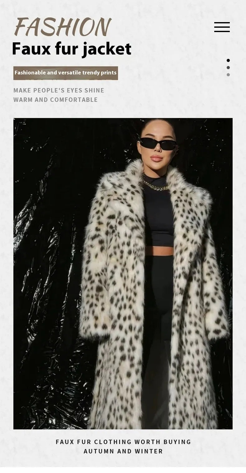 Women's Leopard Print Faux Fur Hooded Coat