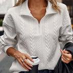Half Cardigan Zipper Lapel Pullover Sweater | Streetwear