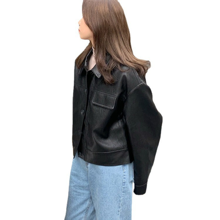 Small PU Leather Short Jacket for Spring and Autumn