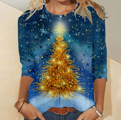 3D Printed Christmas Casual Long Sleeve T-shirt | Streetwear