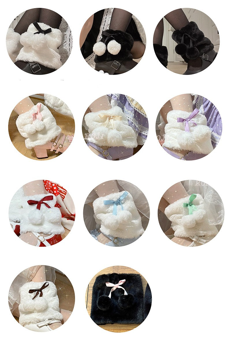 Rabbit Plush Winter Jacket with Fur Ball Detail