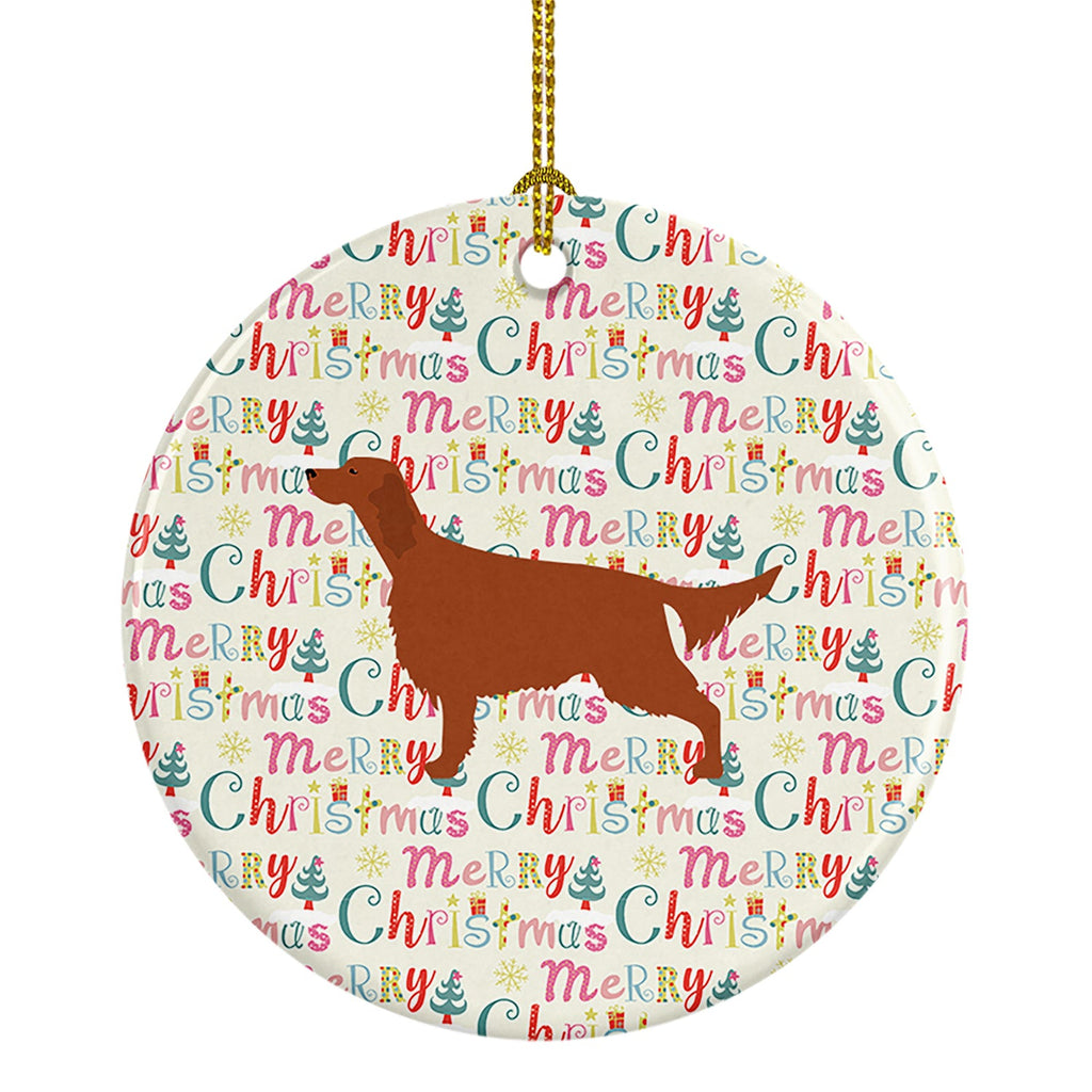 Irish Setter Merry Christmas Ceramic Ornament