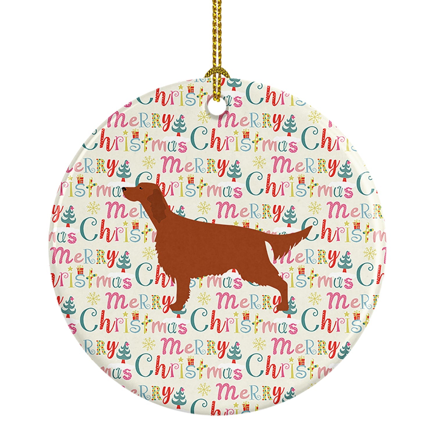 Irish Setter Merry Christmas Ceramic Ornament