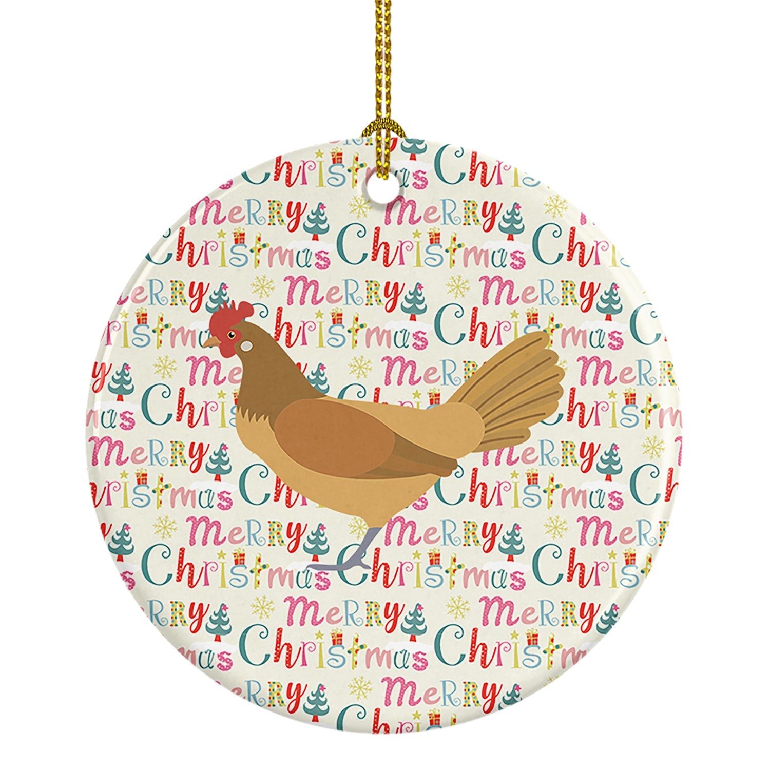 Frisian Friesian Chicken Christmas Ceramic Ornament