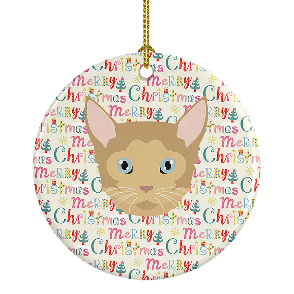German Rex Cat Christmas Ceramic Ornament