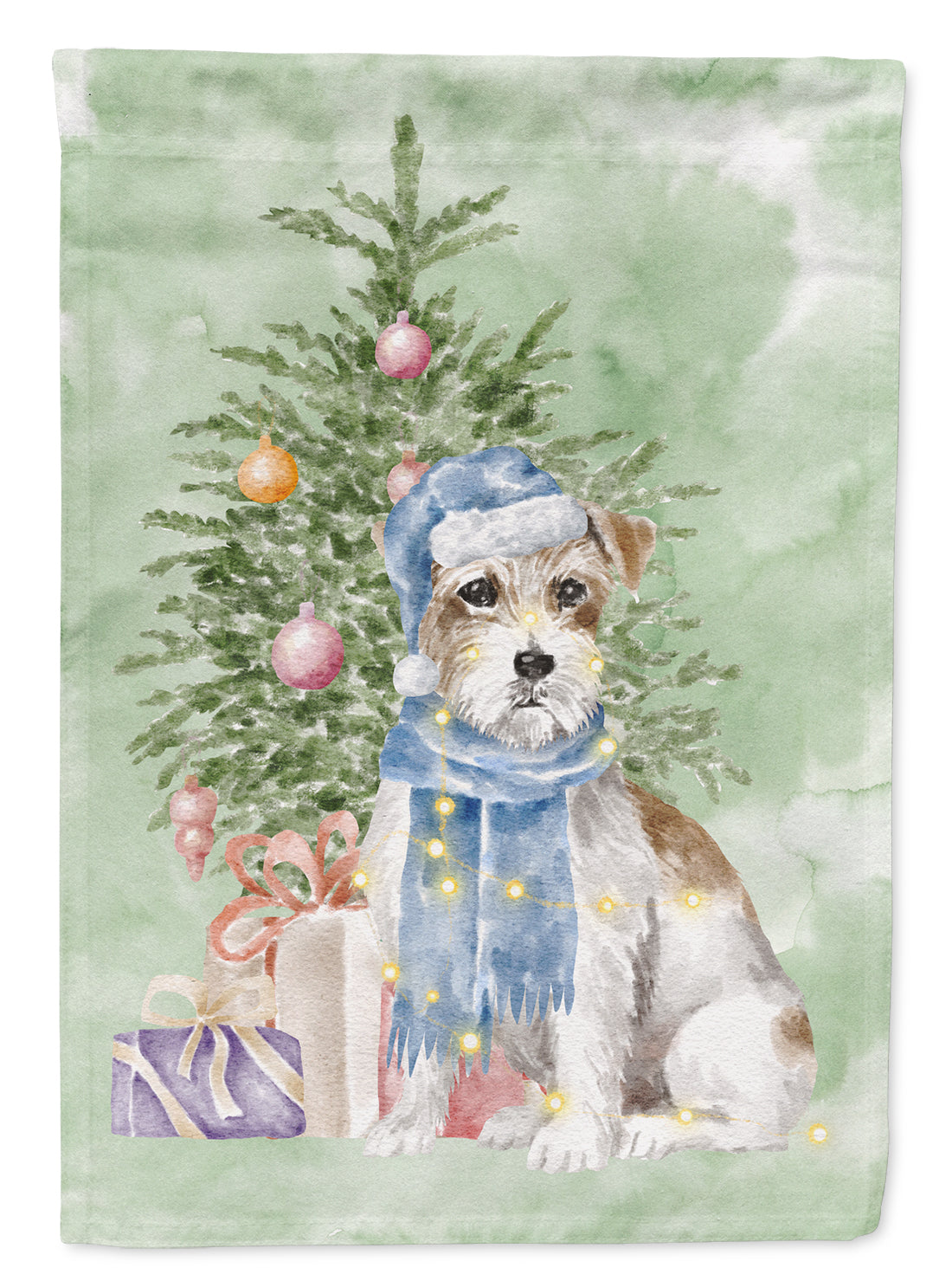 Jack Russell Terrier Wire Christmas Presents and Tree Garden Flag