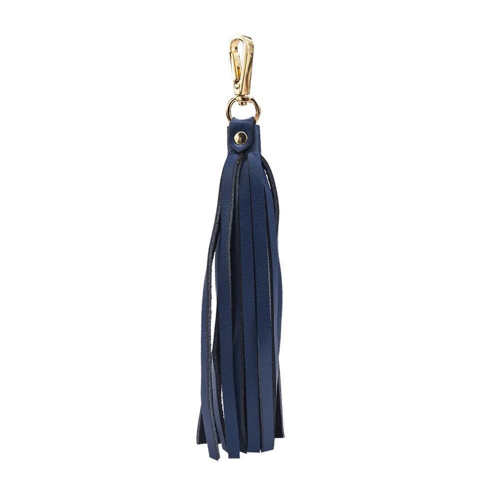 Fringe Power Leather Bag Charm-Sapphire/Gold | Accessory