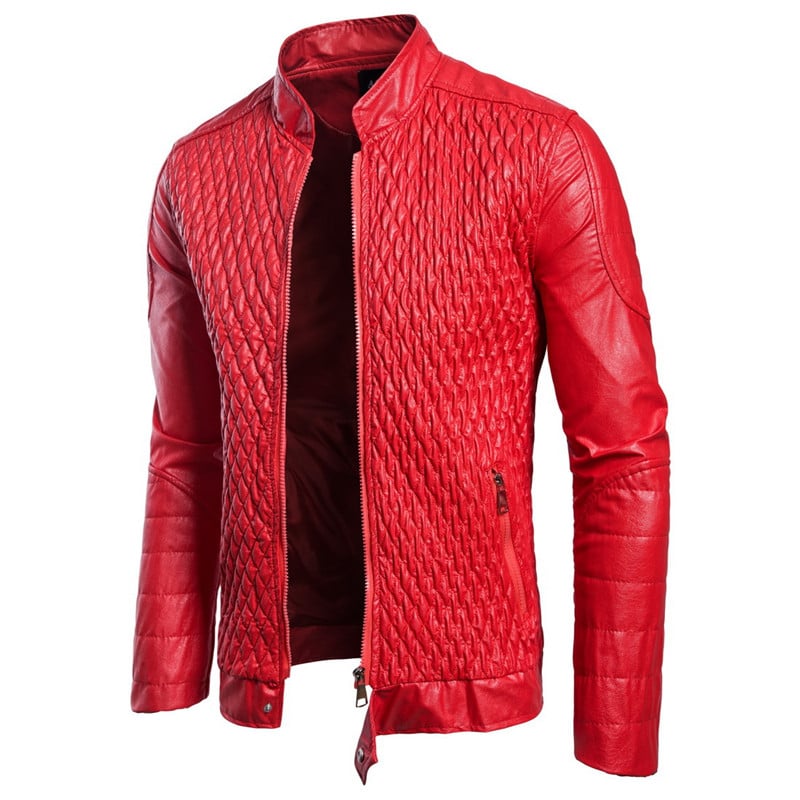 Men's Ouma Casual Stand Collar Leather Motorcycle Jacket