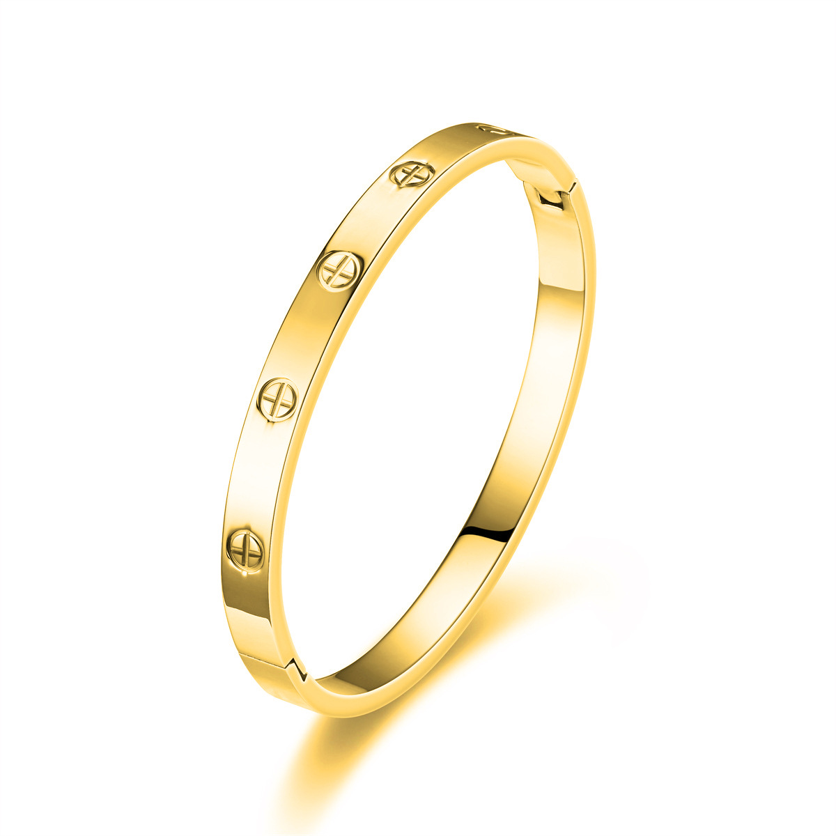 Stainless Steel Screw-Motif Cross Bangle