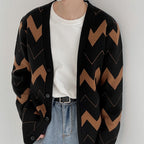 Men's Wave Pattern Cardigan Sweater