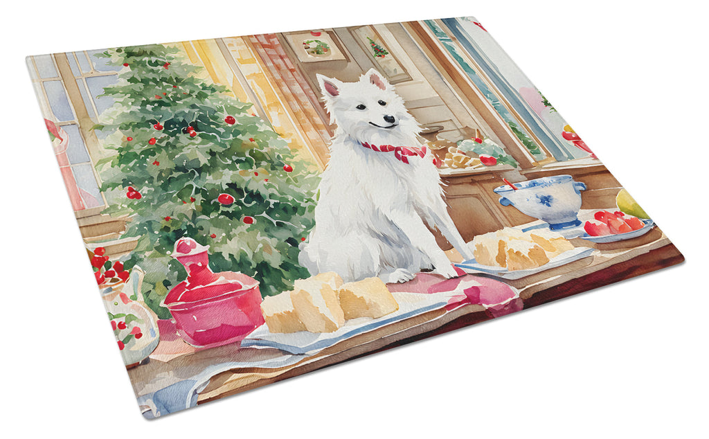 Japanese Spitz Christmas Cookies Glass Cutting Board